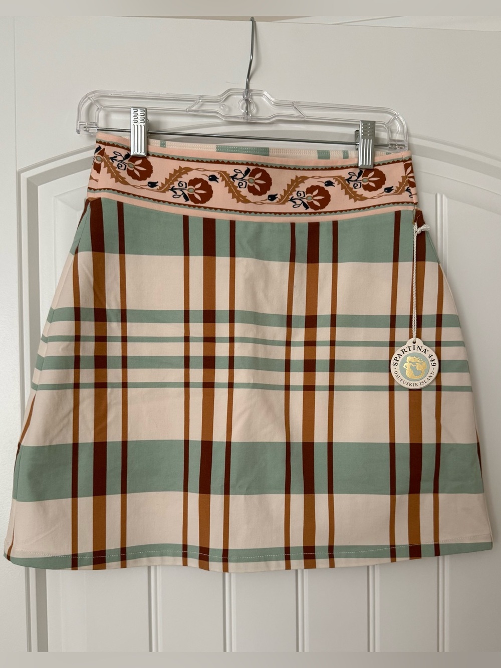 Spartina 449 Matilda Stretch Skort Kalalanta Plaid Cream Size XS New See Details